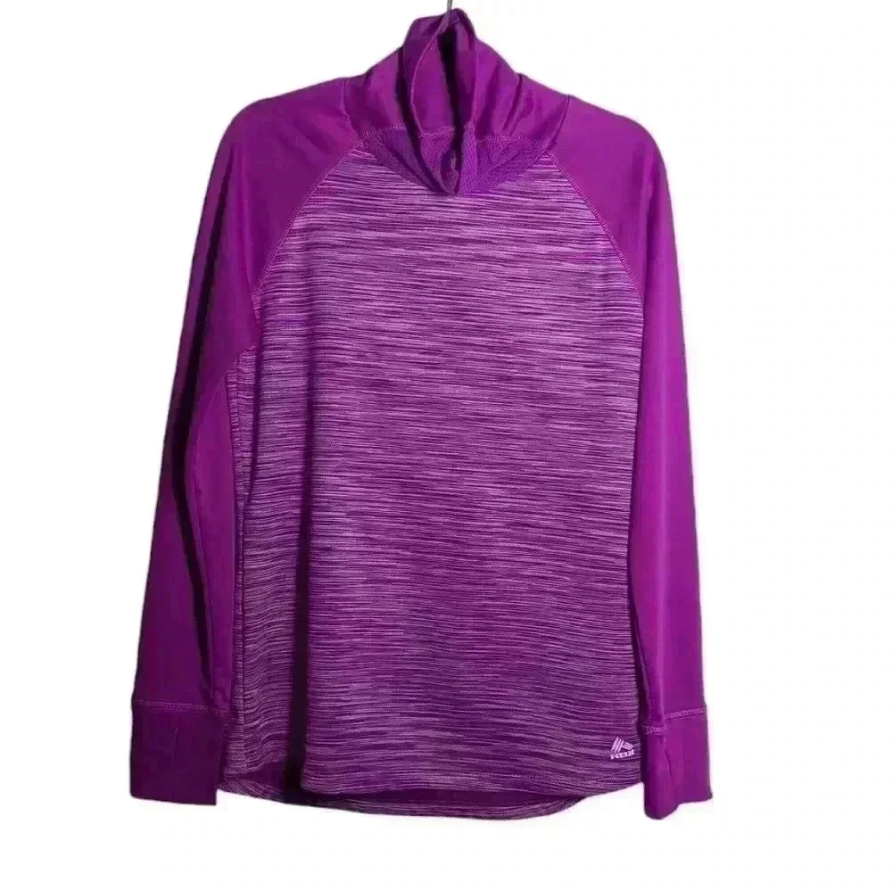 RBX Active Women's Cowl Neck Sweatshirt Thumb Holes Purple Size XLarge